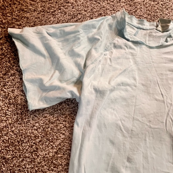 Light Blue OVERsized Crop top T-shirt Thick 100% Cotton U.S. Vtg Quality Goods - Picture 2 of 11